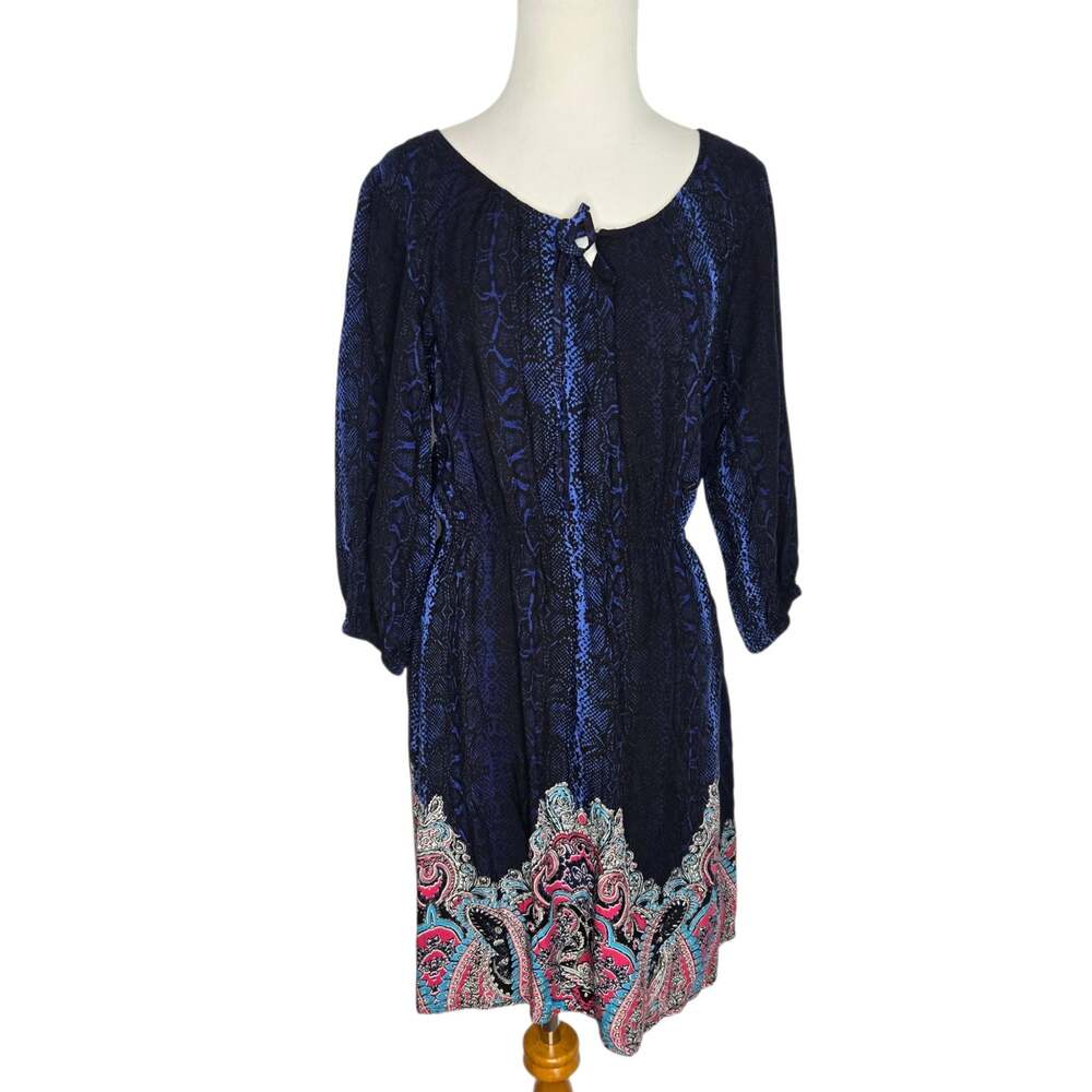 Ariat Women Western Rodeo Dress Python Print Snakeskin Paisley Blue Small